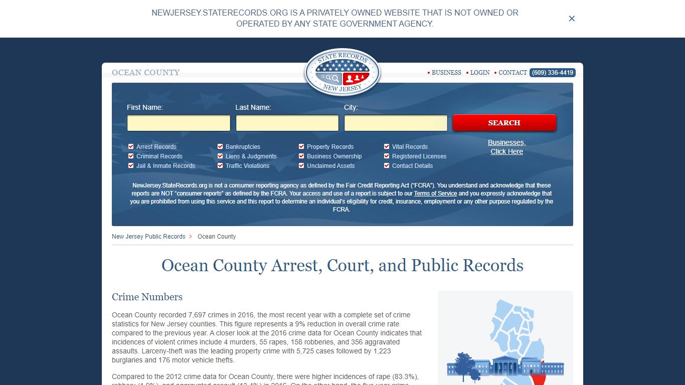 Ocean County Arrest, Court, and Public Records