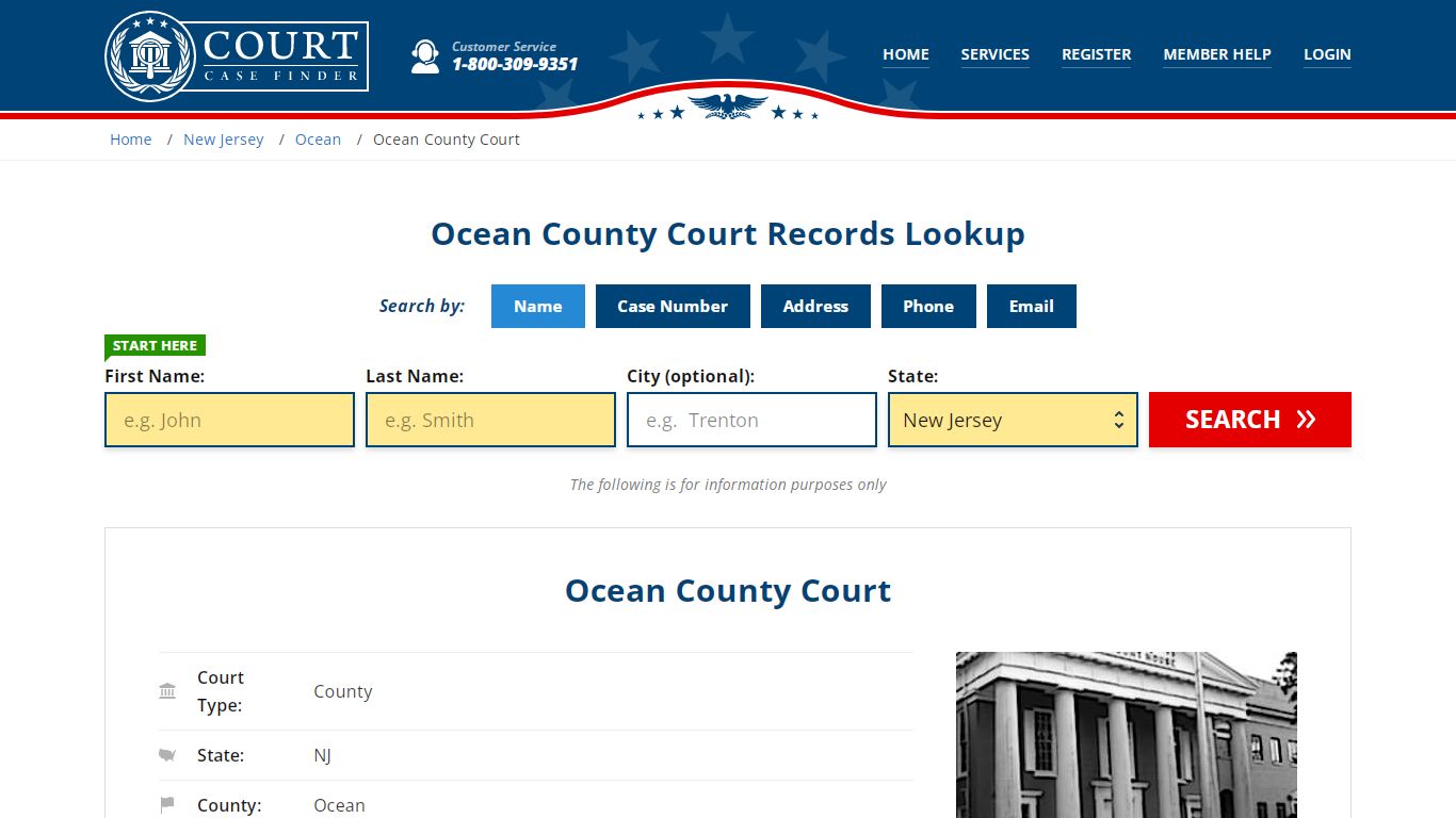 Ocean County Court Records Lookup - CourtCaseFinder.com