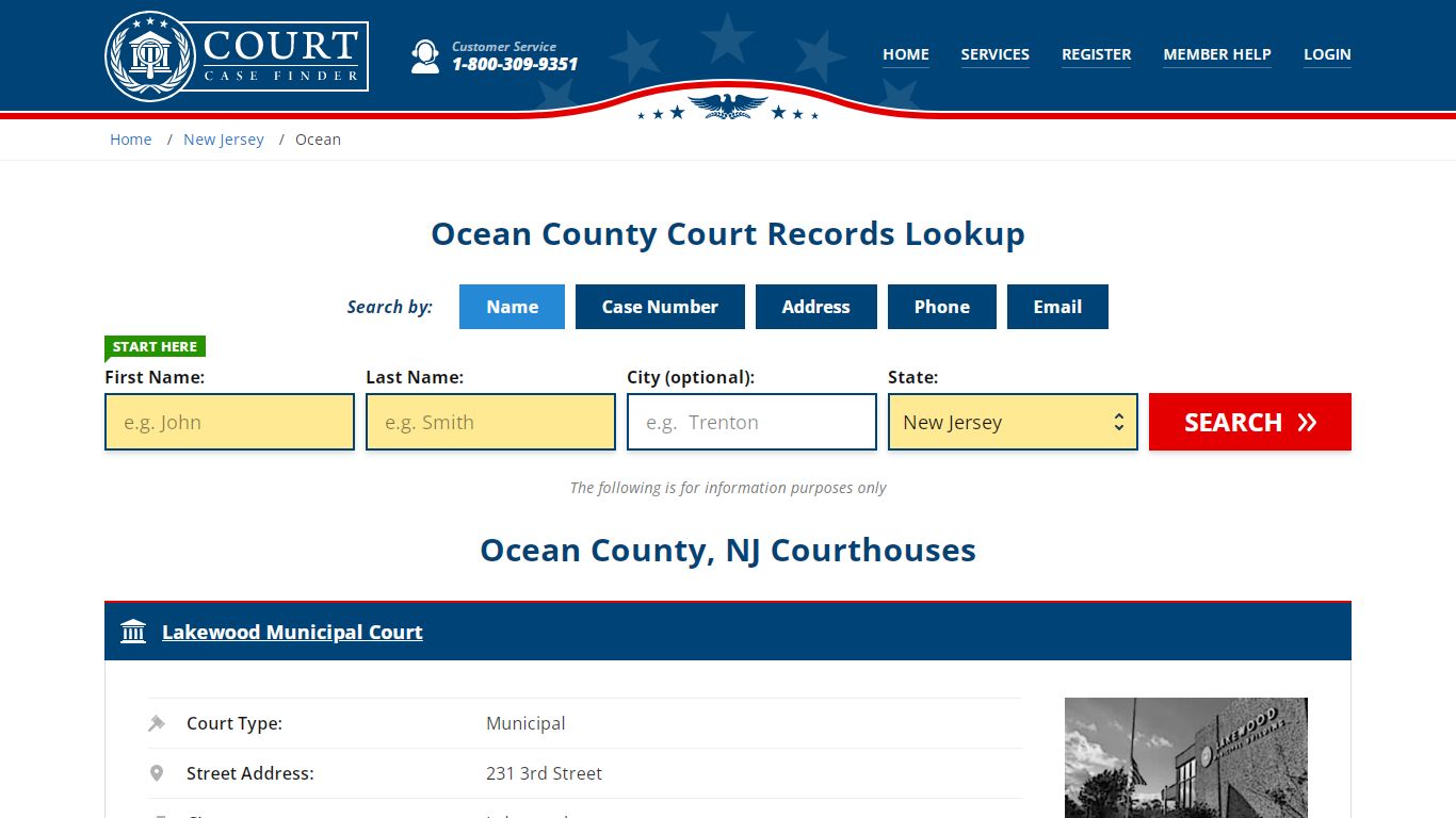 Ocean County Court Records | NJ Case Lookup - CourtCaseFinder.com